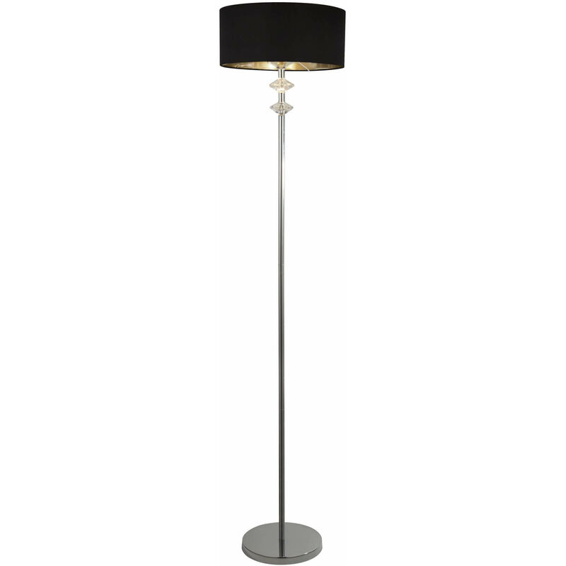 New orleans 1-bulb chrome floor lamp with black shade / silver interior
