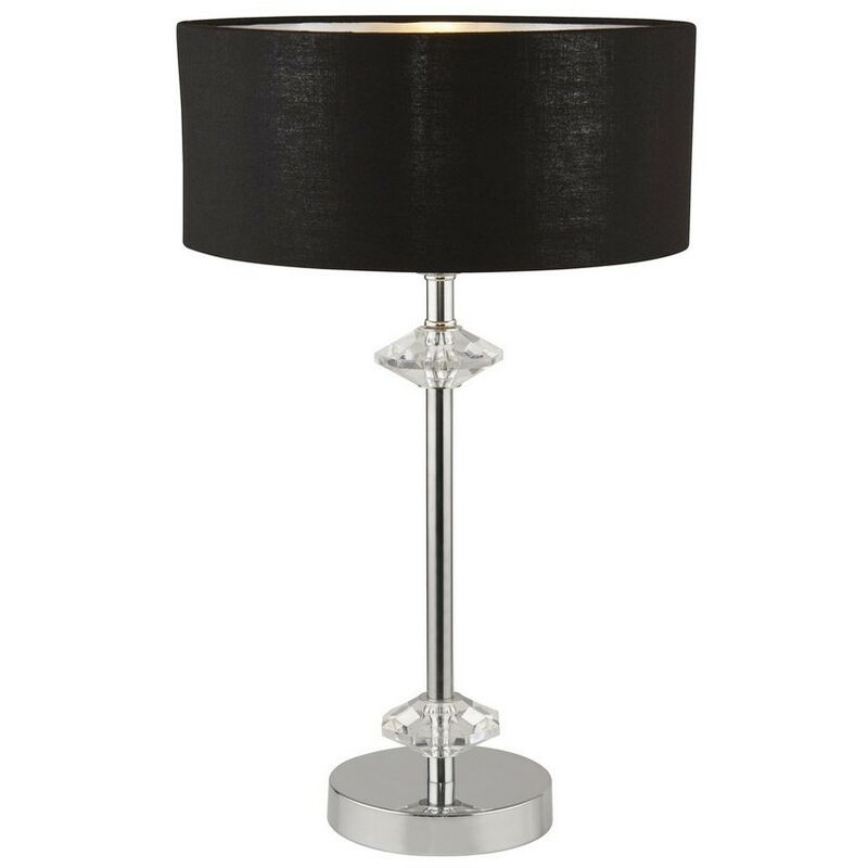 New orleans - 1 Light Chrome Table Lamp with Black Shade, Silver Inner - Searchlight