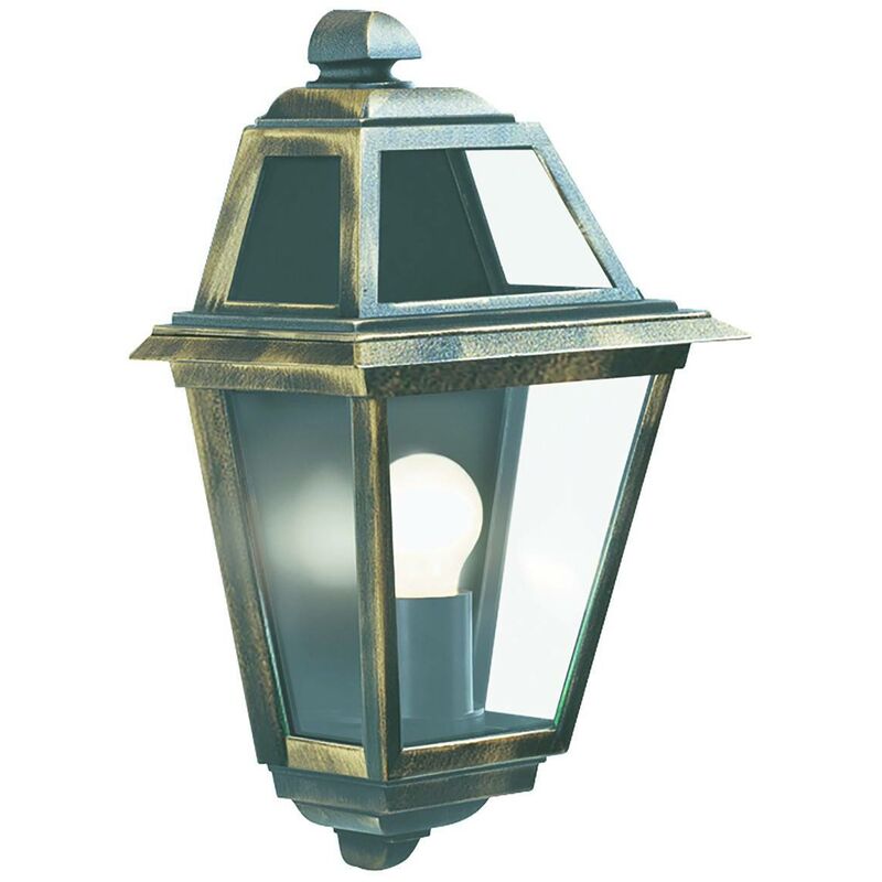 Image of New Orleans - Lanterna da parete per esterno da giardino 1 luce nera, oro IP44, E27 - Searchlight