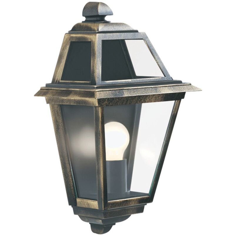 Image of New Orleans - Lanterna da parete per esterno da giardino 1 luce nera, oro IP44, E27 - Searchlight