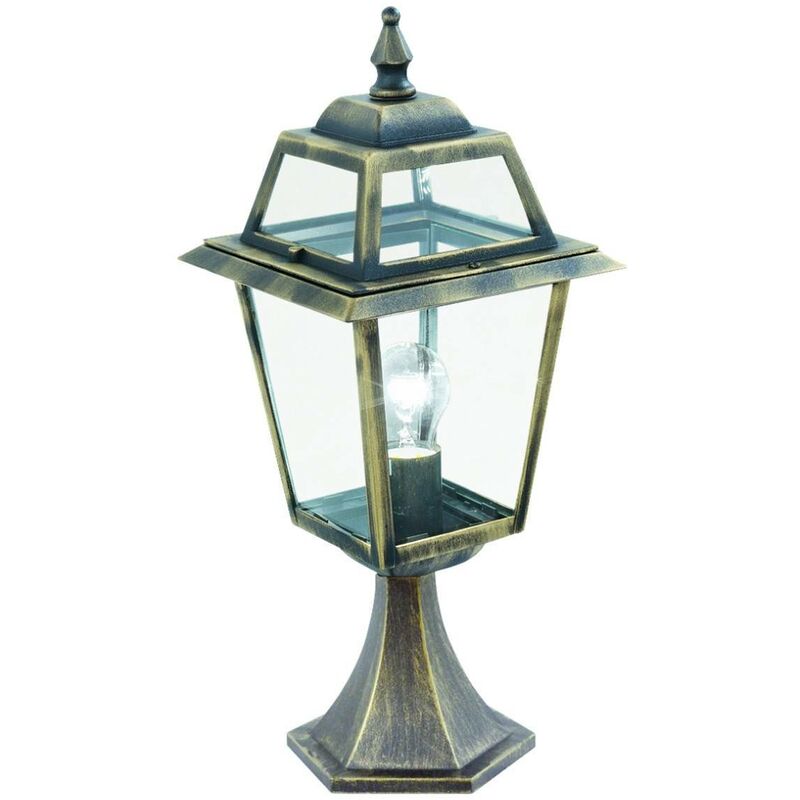Searchlight New Orleans - 1 Light Outdoor Pedestal Lantern Black, Gold IP44, E27