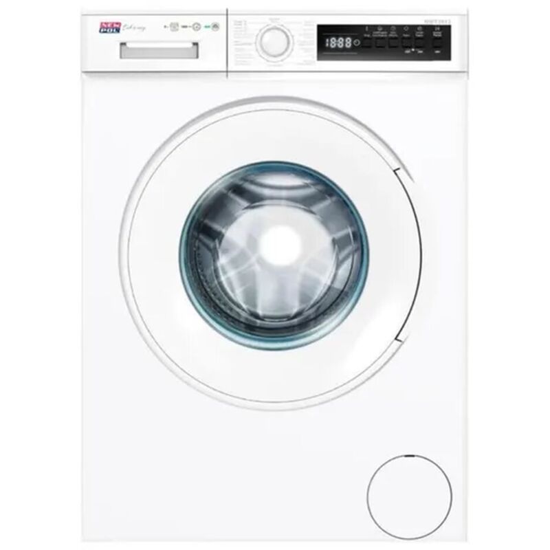 New Pol Lave-linge 8 Kg, 1200 rpm, A, Anti-allergique, Ecran noir, Moteur Dd, Vapor Assist