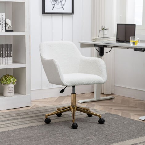 White leather office chair online with gold legs