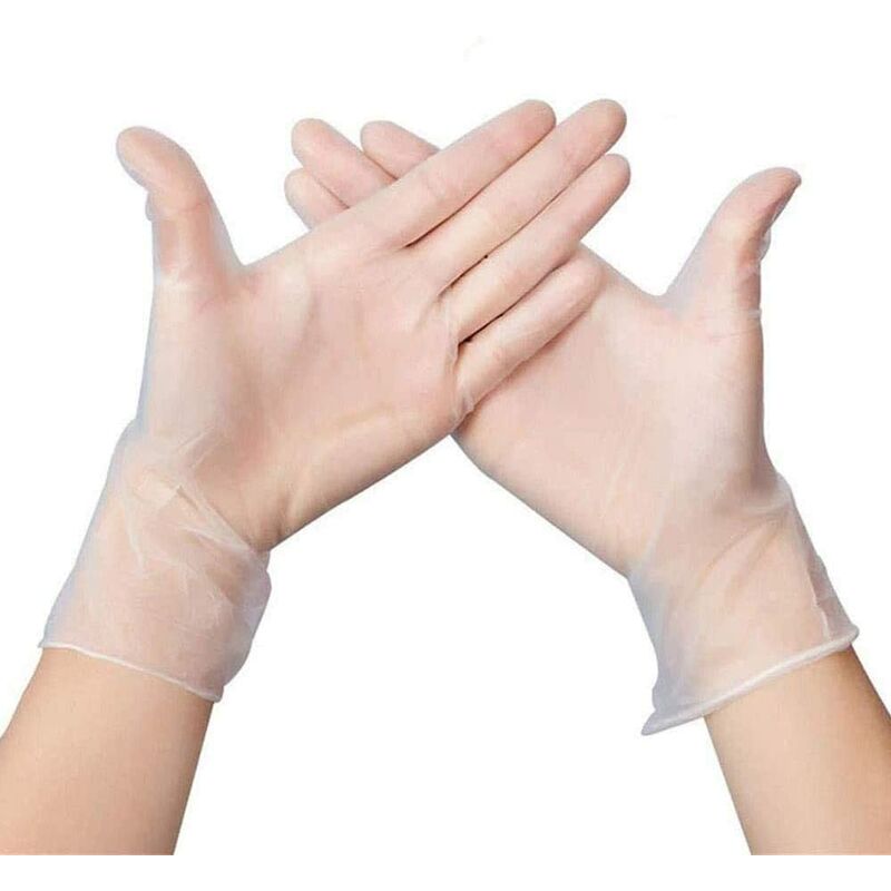 New Vinyl Multi-Purpose Gloves, Extra Strong Disposable Powder Free Clear Gloves, Medium Size, Box of 100 - Food Safe - Latex Free, Easy to Wear