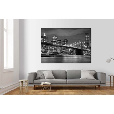 New York City by night - Quadro Canvas su telaio in legno - Misura: 140x100 cm
