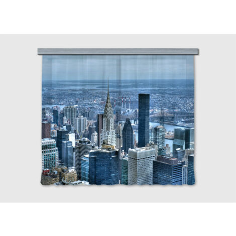 New York City, rideau imprimés vue de haut sur la ville et sur le Chrysler Building 180x160 cm, 2 pièces