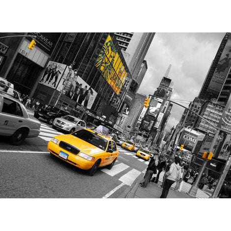 New York taxi Yellow cab, photo murale intissée, 155x110 cm, 1 part
