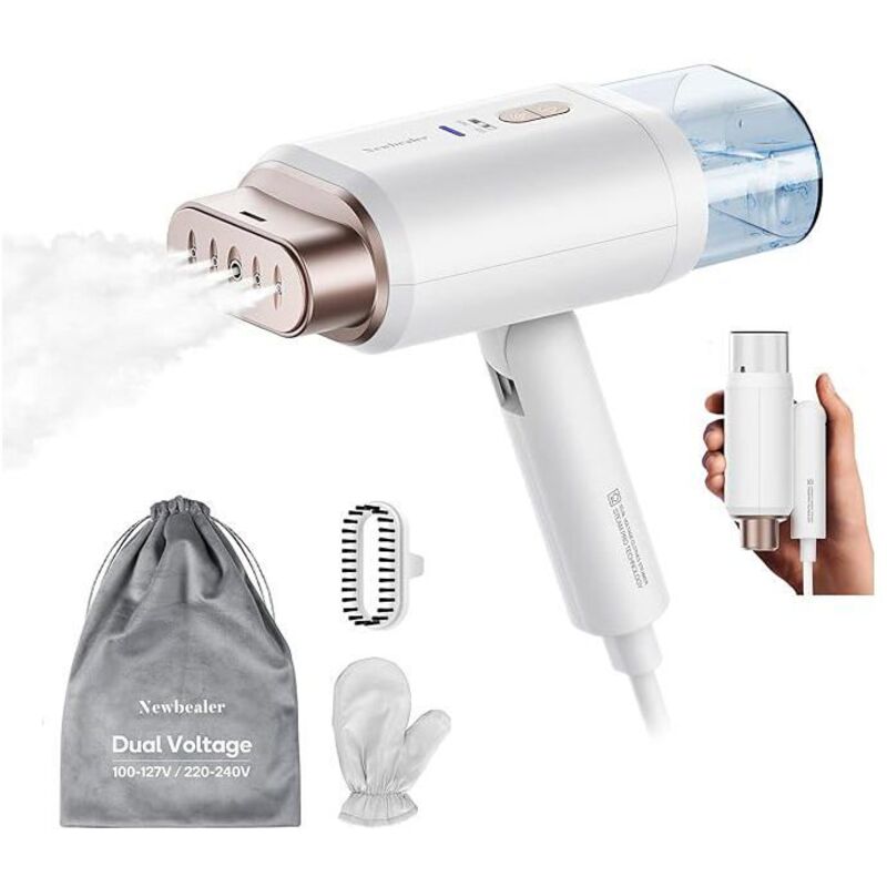 Newbealer Défroisseur Vapeur, Défroisseur de Voyage Double Tension - 220V/120V, 1200W Fer à Repasser à Main avec Réservoir