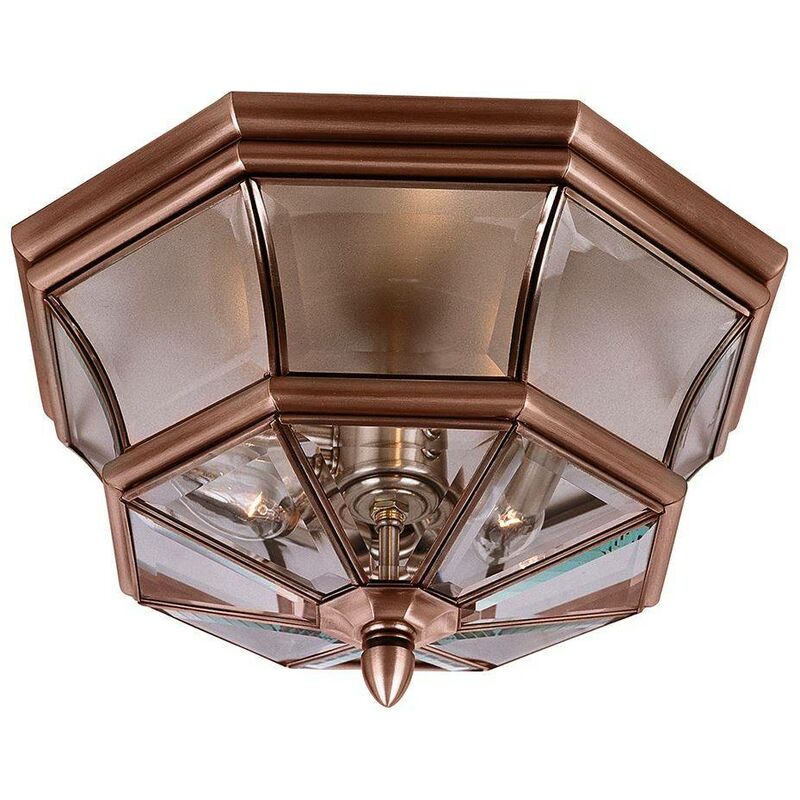 Elstead Newbury - 3 Light Flush Mount - Aged Copper, E14