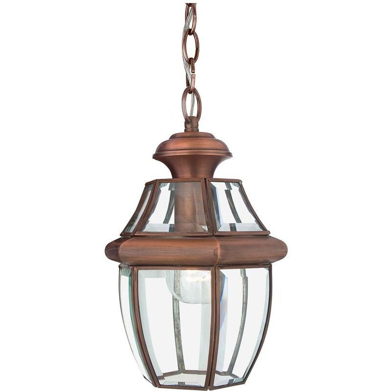 Elstead Newbury - 1 Light Medium Chain Lantern - Aged Copper, E27