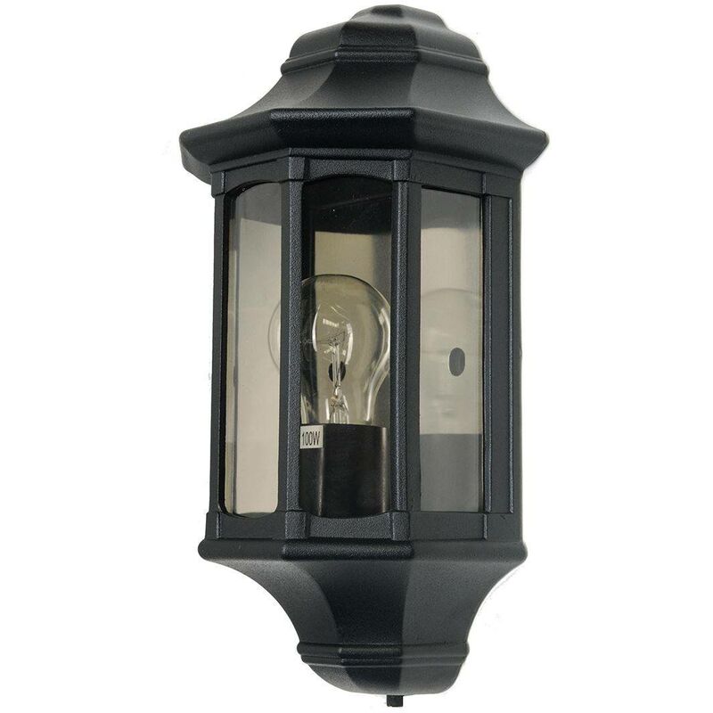 Elstead Lighting - Elstead Newbury - 1 Light Outdoor Wall Half Lantern Light Black IP44, E27