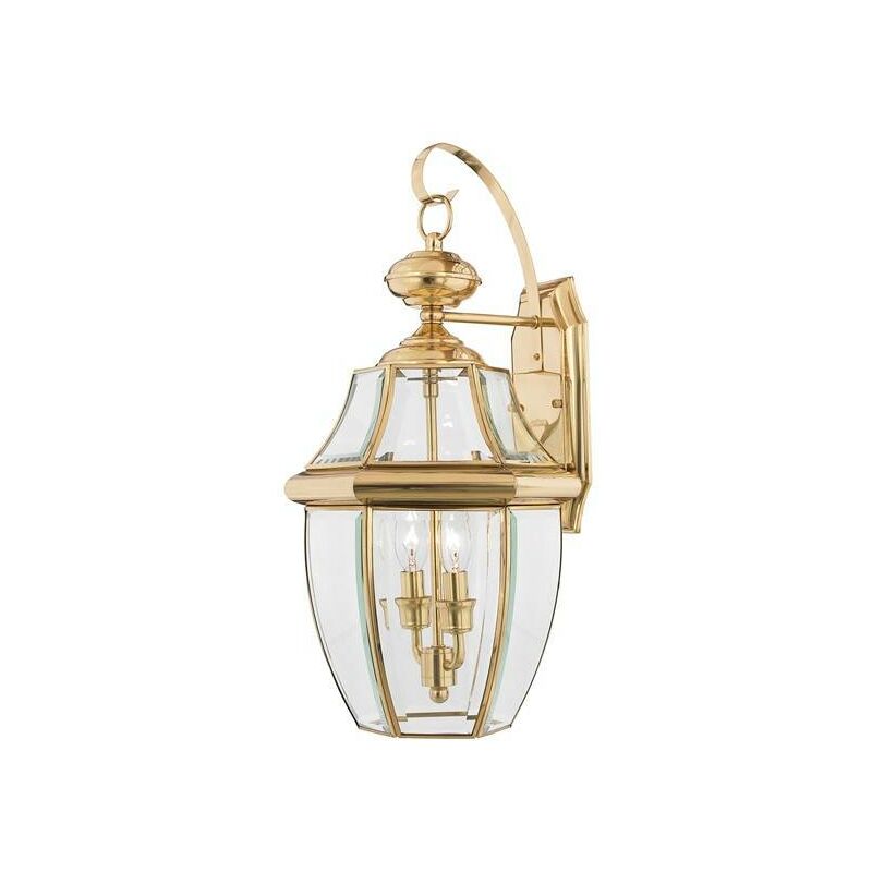 Elstead Lighting - Elstead Newbury - 2 Light Outdoor Large Wall Lantern Light Polished Brass IP44, E14