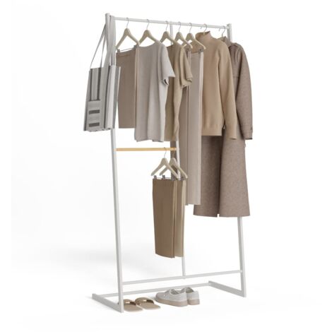 Newlux - Appendiabiti da Terra Resistente Fino a 15kg Hangy One 15 Doppia Altezza. Attaccapanni da Terra Metallico  Grande Stabilità  Facile Montaggio  80x40x160cm  Bianco