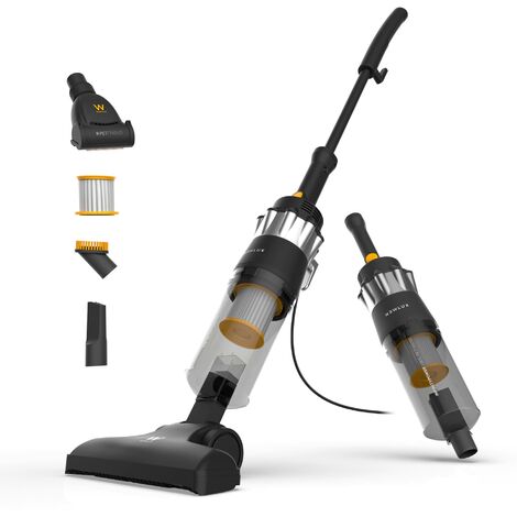 Newlux - Aspirapolvere con Filo 2in1 V900, verticale e manuale, 800 W, 2L, 16,5 Kpa e Triple Sist. Filtro (F.HEPA)  Accessorio per animali  5 m di azione  Efficienza energetica A (Nero)