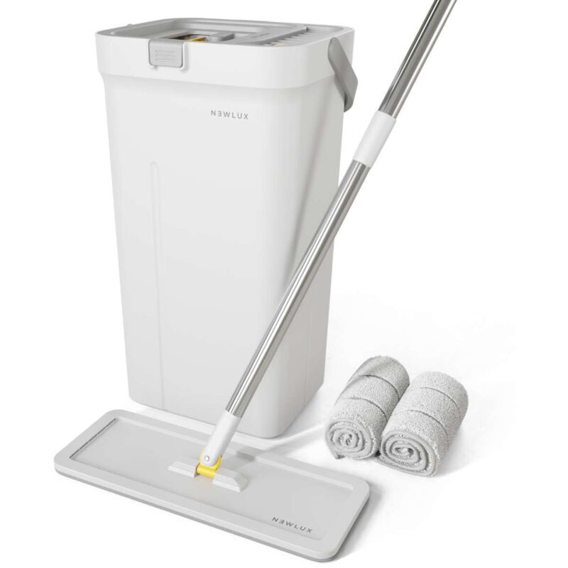 Newlux Mopa Fregona Blanco Twin V120 Doble depósito y 2 mopas Microfibra