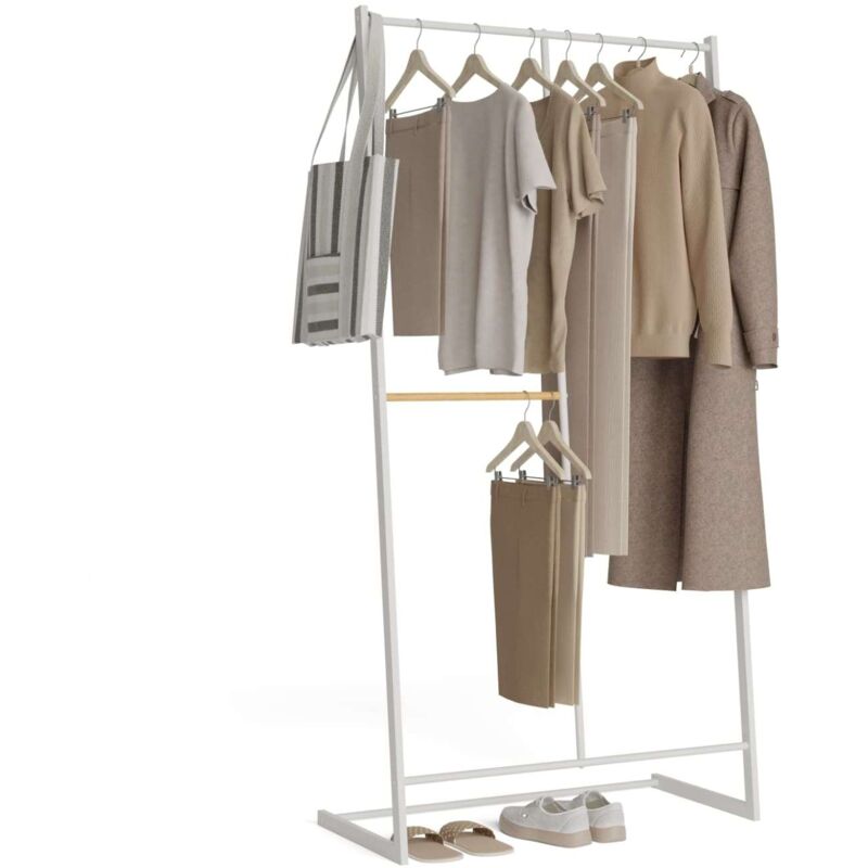 Newlux - Porte Manteau sur Pieds métalliques, Résistants jusqu'à 15kg Hangy One 15 Double Hauteur Blanc