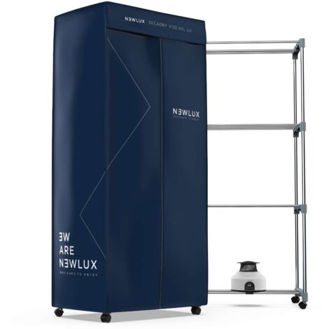 Newlux Secadora de Ropa Azul Secadry por Ventilación, 1200W, Luz UV, Capacidad 15Kg, Temp. 180min, 3 Niveles