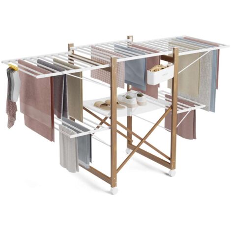 Newlux Tendedero Plegable Blanco Wood V35 con Alas XXL (176x61x104cm), 30m de Capacidad