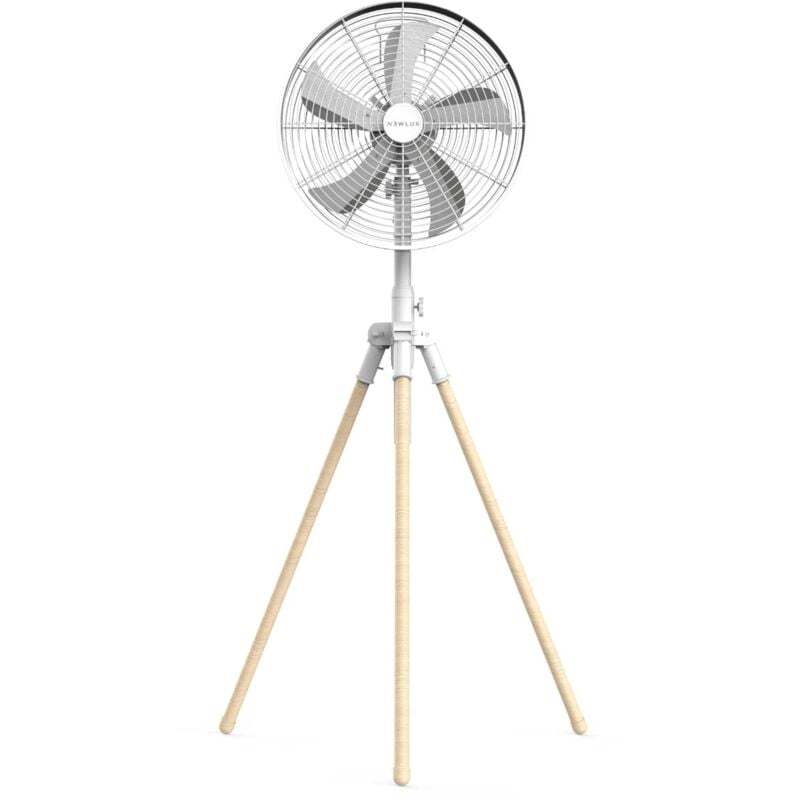 Newlux - Ventilateur sur pied Tripod W3050 avec 5 pales en métal Blanc