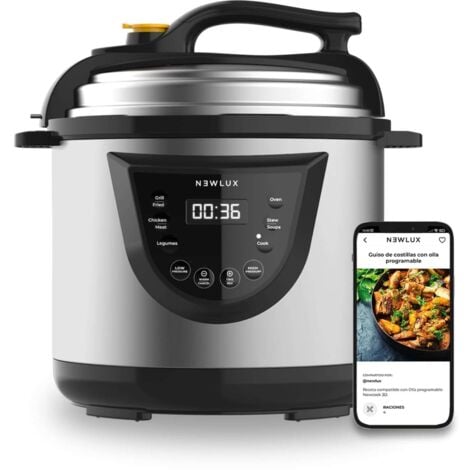 NewluxOlla ProgramableNegroChef Pot V1106L, 1000W, Programable 24h, Sist. Duopresión