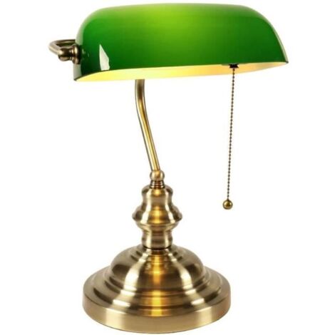 Newrays-lampe de table de banquier en verre vert lampe de table de chevet de salon avec interrupteur à glissière