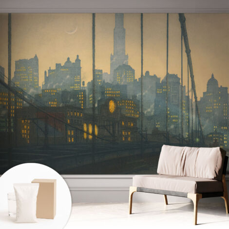 Newroom Tapete Dekorative Vliestapete mit Kleber Modern für Wohnzimmer Schlafzimmer  Abendliches Panorama 312x219 cm