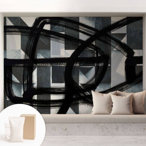 Newroom Tapete Dekorative Vliestapete mit Kleber Modern für Wohnzimmer Schlafzimmer  Ausdrucksstarke Geometrie 208x146 cm