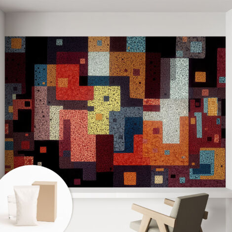 Newroom Tapete Dekorative Vliestapete mit Kleber Modern für Wohnzimmer Schlafzimmer  Bunte Formen 152x104 cm