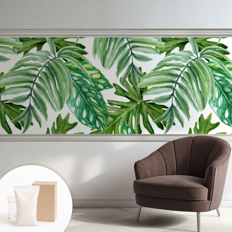 Newroom Tapete Dekorative Vliestapete mit Kleber Modern für Wohnzimmer Schlafzimmer  Exotische Blätter 250x104 cm