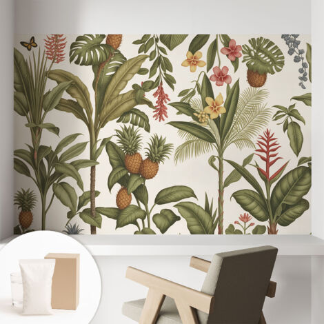 Newroom Tapete Dekorative Vliestapete mit Kleber Modern für Wohnzimmer Schlafzimmer  Exotische Natur 104x70 cm