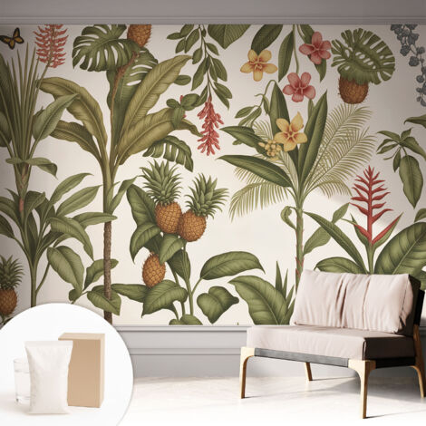 Newroom Tapete Dekorative Vliestapete mit Kleber Modern für Wohnzimmer Schlafzimmer  Exotische Natur 312x219 cm