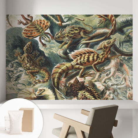 Newroom Tapete Dekorative Vliestapete mit Kleber Modern für Wohnzimmer Schlafzimmer  Exotische Reptilien 104x70 cm