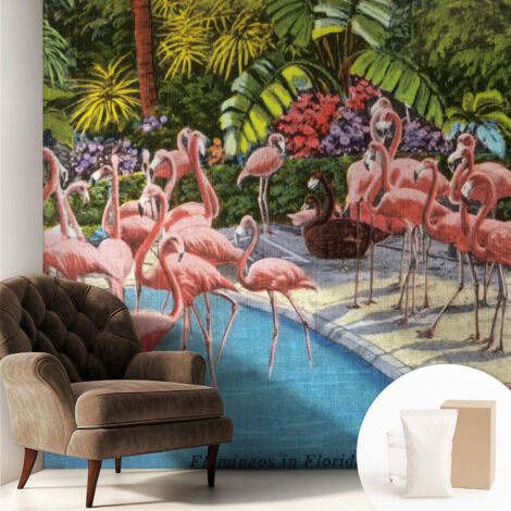 Newroom Tapete Dekorative Vliestapete mit Kleber Modern für Wohnzimmer Schlafzimmer  Exotische Szene 250x250 cm