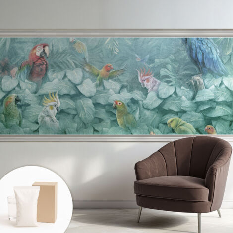 Newroom Tapete Dekorative Vliestapete mit Kleber Modern für Wohnzimmer Schlafzimmer  Exotische Vögel 250x104 cm