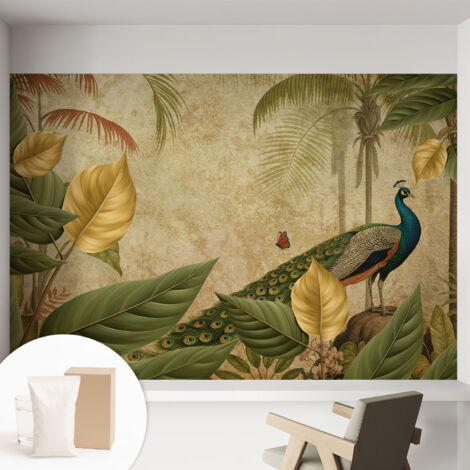 Newroom Tapete Dekorative Vliestapete mit Kleber Modern für Wohnzimmer Schlafzimmer  Exotischer Vogel 152x104 cm