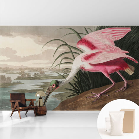 Newroom Tapete Dekorative Vliestapete mit Kleber Modern für Wohnzimmer Schlafzimmer  Exotischer Vogel 416x254 cm