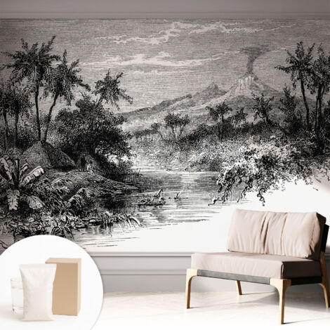 Newroom Tapete Dekorative Vliestapete mit Kleber Modern für Wohnzimmer Schlafzimmer  Exotisches Panorama 312x219 cm
