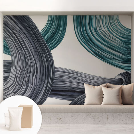 Newroom Tapete Dekorative Vliestapete mit Kleber Modern für Wohnzimmer Schlafzimmer  Fließende Linien 208x146 cm