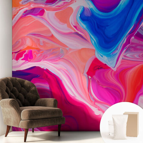 Newroom Tapete Dekorative Vliestapete mit Kleber Modern für Wohnzimmer Schlafzimmer  Fließende Wellen 250x250 cm