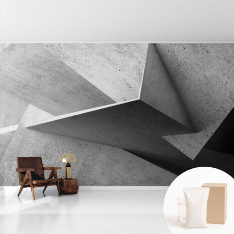 Newroom Tapete Dekorative Vliestapete mit Kleber Modern für Wohnzimmer Schlafzimmer  Geometrische Strukturen 416x254 cm