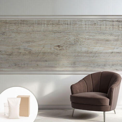 Newroom Tapete Dekorative Vliestapete mit Kleber Modern für Wohnzimmer Schlafzimmer  Holzmaserung 250x104 cm