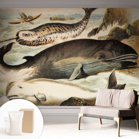 Newroom Tapete Dekorative Vliestapete mit Kleber Modern für Wohnzimmer Schlafzimmer  Meeresriesen 312x219 cm