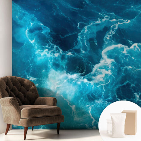 Newroom Tapete Dekorative Vliestapete mit Kleber Modern für Wohnzimmer Schlafzimmer  Meereswirbel 250x250 cm