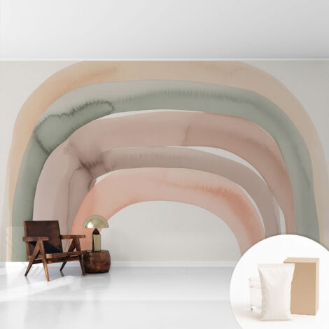 Newroom Tapete Dekorative Vliestapete mit Kleber Modern für Wohnzimmer Schlafzimmer Regenbogenbögen 416x254 cm
