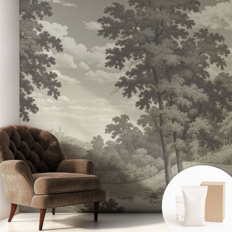 Newroom Tapete Dekorative Vliestapete mit Kleber Modern für Wohnzimmer Schlafzimmer  Schloss und Brücke 250x250 cm