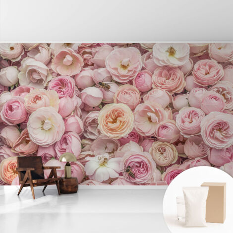 Newroom Tapete Dekorative Vliestapete mit Kleber Modern für Wohnzimmer Schlafzimmer Schöne Blumen 416x254 cm
