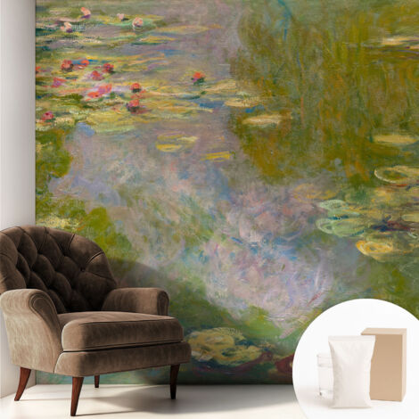 Newroom Tapete Dekorative Vliestapete mit Kleber Modern für Wohnzimmer Schlafzimmer  Seerosen 250x250 cm
