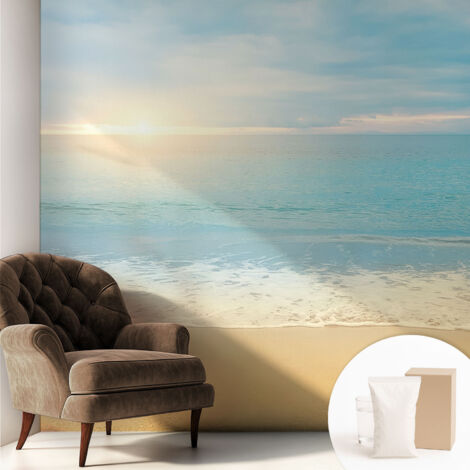 Newroom Tapete Dekorative Vliestapete mit Kleber Modern für Wohnzimmer Schlafzimmer  Sonnenaufgang 250x250 cm