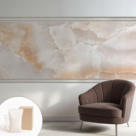 Newroom Tapete Dekorative Vliestapete mit Kleber Modern für Wohnzimmer Schlafzimmer  Steinmuster 250x104 cm