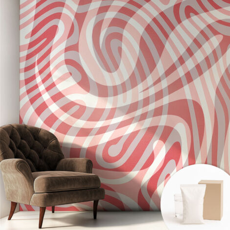 Newroom Tapete Dekorative Vliestapete mit Kleber Modern für Wohnzimmer Schlafzimmer  Wellenförmige Linien 250x250 cm